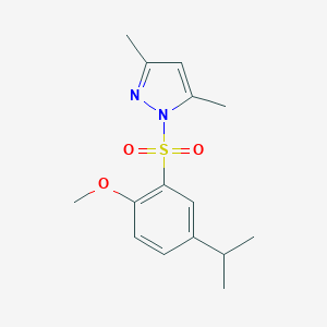 molecular formula C15H20N2O3S B345818 1-(2-Methoxy-5-propan-2-ylphenyl)sulfonyl-3,5-dimethylpyrazole CAS No. 957355-07-6
