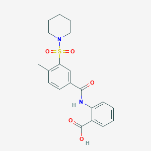 molecular formula C20H22N2O5S B3458276 2-{[4-methyl-3-(1-piperidinylsulfonyl)benzoyl]amino}benzoic acid 