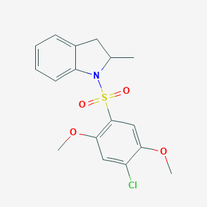 molecular formula C17H18ClNO4S B345829 4-Chloro-2,5-dimethoxy-1-[(2-methylindolinyl)sulfonyl]benzene CAS No. 701947-29-7