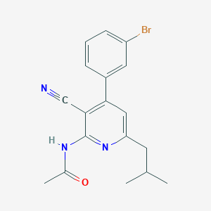 N-[4-(3-bromophenyl)-3-cyano-6-isobutyl-2-pyridinyl]acetamide