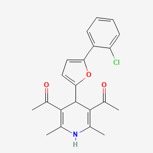 molecular formula C21H20ClNO3 B3458402 1,1'-{4-[5-(2-chlorophenyl)-2-furyl]-2,6-dimethyl-1,4-dihydropyridine-3,5-diyl}diethanone CAS No. 303093-79-0