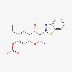 molecular formula C21H17NO4S B3458436 3-(1,3-benzothiazol-2-yl)-6-ethyl-2-methyl-4-oxo-4H-chromen-7-yl acetate CAS No. 5279-87-8