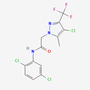 molecular formula C13H9Cl3F3N3O B3458475 2-[4-chloro-5-methyl-3-(trifluoromethyl)-1H-pyrazol-1-yl]-N-(2,5-dichlorophenyl)acetamide 