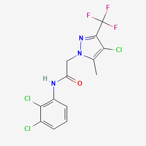 molecular formula C13H9Cl3F3N3O B3458483 2-[4-chloro-5-methyl-3-(trifluoromethyl)-1H-pyrazol-1-yl]-N-(2,3-dichlorophenyl)acetamide 
