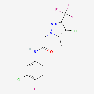 molecular formula C13H9Cl2F4N3O B3458493 N-(3-chloro-4-fluorophenyl)-2-[4-chloro-5-methyl-3-(trifluoromethyl)-1H-pyrazol-1-yl]acetamide 