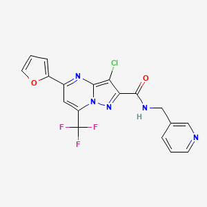 molecular formula C18H11ClF3N5O2 B3458504 3-chloro-5-(2-furyl)-N-(3-pyridinylmethyl)-7-(trifluoromethyl)pyrazolo[1,5-a]pyrimidine-2-carboxamide 