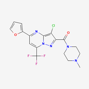 molecular formula C17H15ClF3N5O2 B3458505 3-chloro-5-(2-furyl)-2-[(4-methyl-1-piperazinyl)carbonyl]-7-(trifluoromethyl)pyrazolo[1,5-a]pyrimidine 