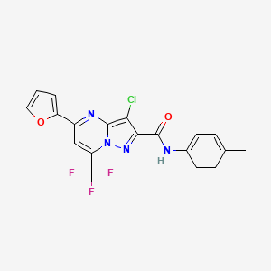 molecular formula C19H12ClF3N4O2 B3458513 3-chloro-5-(2-furyl)-N-(4-methylphenyl)-7-(trifluoromethyl)pyrazolo[1,5-a]pyrimidine-2-carboxamide 