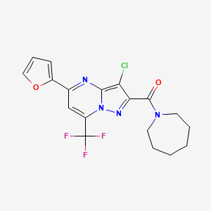 molecular formula C18H16ClF3N4O2 B3458532 2-(1-azepanylcarbonyl)-3-chloro-5-(2-furyl)-7-(trifluoromethyl)pyrazolo[1,5-a]pyrimidine 