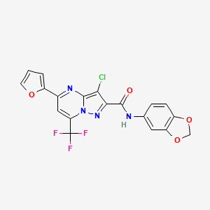 molecular formula C19H10ClF3N4O4 B3458546 N-1,3-benzodioxol-5-yl-3-chloro-5-(2-furyl)-7-(trifluoromethyl)pyrazolo[1,5-a]pyrimidine-2-carboxamide 