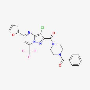 molecular formula C23H17ClF3N5O3 B3458549 2-[(4-benzoyl-1-piperazinyl)carbonyl]-3-chloro-5-(2-furyl)-7-(trifluoromethyl)pyrazolo[1,5-a]pyrimidine 