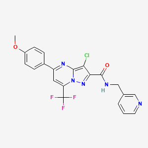 molecular formula C21H15ClF3N5O2 B3458566 3-chloro-5-(4-methoxyphenyl)-N-(3-pyridinylmethyl)-7-(trifluoromethyl)pyrazolo[1,5-a]pyrimidine-2-carboxamide 