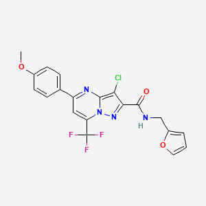 molecular formula C20H14ClF3N4O3 B3458574 3-chloro-N-(2-furylmethyl)-5-(4-methoxyphenyl)-7-(trifluoromethyl)pyrazolo[1,5-a]pyrimidine-2-carboxamide CAS No. 5817-86-7