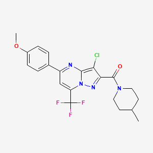 molecular formula C21H20ClF3N4O2 B3458578 3-chloro-5-(4-methoxyphenyl)-2-[(4-methyl-1-piperidinyl)carbonyl]-7-(trifluoromethyl)pyrazolo[1,5-a]pyrimidine 