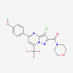 molecular formula C19H16ClF3N4O3 B3458584 3-chloro-5-(4-methoxyphenyl)-2-(4-morpholinylcarbonyl)-7-(trifluoromethyl)pyrazolo[1,5-a]pyrimidine 
