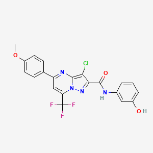 molecular formula C21H14ClF3N4O3 B3458610 3-chloro-N-(3-hydroxyphenyl)-5-(4-methoxyphenyl)-7-(trifluoromethyl)pyrazolo[1,5-a]pyrimidine-2-carboxamide 