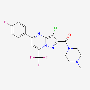 molecular formula C19H16ClF4N5O B3458621 3-chloro-5-(4-fluorophenyl)-2-[(4-methyl-1-piperazinyl)carbonyl]-7-(trifluoromethyl)pyrazolo[1,5-a]pyrimidine 