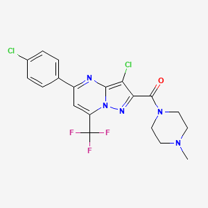 molecular formula C19H16Cl2F3N5O B3458628 3-chloro-5-(4-chlorophenyl)-2-[(4-methyl-1-piperazinyl)carbonyl]-7-(trifluoromethyl)pyrazolo[1,5-a]pyrimidine 