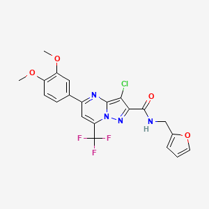 molecular formula C21H16ClF3N4O4 B3458636 3-chloro-5-(3,4-dimethoxyphenyl)-N-(2-furylmethyl)-7-(trifluoromethyl)pyrazolo[1,5-a]pyrimidine-2-carboxamide 