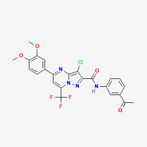 molecular formula C24H18ClF3N4O4 B3458640 N-(3-acetylphenyl)-3-chloro-5-(3,4-dimethoxyphenyl)-7-(trifluoromethyl)pyrazolo[1,5-a]pyrimidine-2-carboxamide 