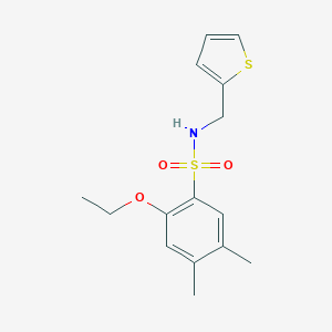 molecular formula C15H19NO3S2 B345866 2-ethoxy-4,5-dimethyl-N-(thiophen-2-ylmethyl)benzenesulfonamide CAS No. 873580-55-3