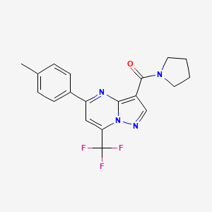 molecular formula C19H17F3N4O B3458669 5-(4-methylphenyl)-3-(1-pyrrolidinylcarbonyl)-7-(trifluoromethyl)pyrazolo[1,5-a]pyrimidine 