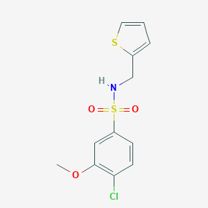 molecular formula C12H12ClNO3S2 B345869 4-chloro-3-methoxy-N-(thiophen-2-ylmethyl)benzenesulfonamide CAS No. 873580-58-6