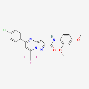molecular formula C22H16ClF3N4O3 B3458691 5-(4-chlorophenyl)-N-(2,4-dimethoxyphenyl)-7-(trifluoromethyl)pyrazolo[1,5-a]pyrimidine-2-carboxamide 
