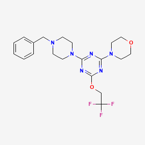 molecular formula C20H25F3N6O2 B3458701 2-(4-benzyl-1-piperazinyl)-4-(4-morpholinyl)-6-(2,2,2-trifluoroethoxy)-1,3,5-triazine 