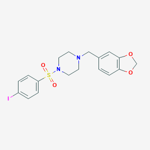 molecular formula C18H19IN2O4S B345871 1-(1,3-Benzodioxol-5-ylmethyl)-4-[(4-iodophenyl)sulfonyl]piperazine CAS No. 873579-99-8