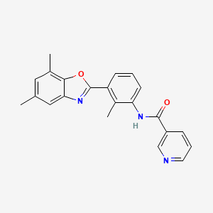 molecular formula C22H19N3O2 B3458751 N-[3-(5,7-dimethyl-1,3-benzoxazol-2-yl)-2-methylphenyl]nicotinamide 