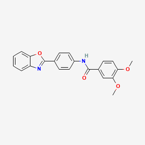 molecular formula C22H18N2O4 B3458771 N-[4-(1,3-benzoxazol-2-yl)phenyl]-3,4-dimethoxybenzamide 