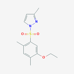 molecular formula C14H18N2O3S B345883 1-[(5-ethoxy-2,4-dimethylphenyl)sulfonyl]-3-methyl-1H-pyrazole CAS No. 956628-58-3