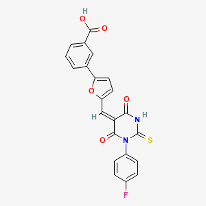 3-(5-{[1-(4-fluorophenyl)-4,6-dioxo-2-thioxotetrahydro-5(2H)-pyrimidinylidene]methyl}-2-furyl)benzoic acid