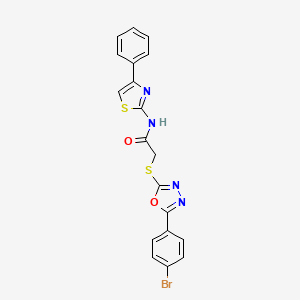 molecular formula C19H13BrN4O2S2 B3458832 2-{[5-(4-bromophenyl)-1,3,4-oxadiazol-2-yl]thio}-N-(4-phenyl-1,3-thiazol-2-yl)acetamide 