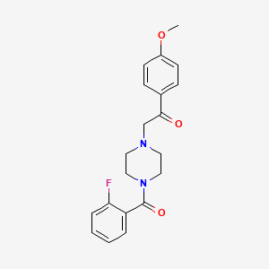 molecular formula C20H21FN2O3 B3458857 2-[4-(2-fluorobenzoyl)-1-piperazinyl]-1-(4-methoxyphenyl)ethanone 