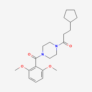 molecular formula C21H30N2O4 B3458888 1-(3-cyclopentylpropanoyl)-4-(2,6-dimethoxybenzoyl)piperazine 