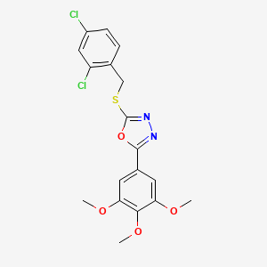 molecular formula C18H16Cl2N2O4S B3458904 2-[(2,4-dichlorobenzyl)thio]-5-(3,4,5-trimethoxyphenyl)-1,3,4-oxadiazole 