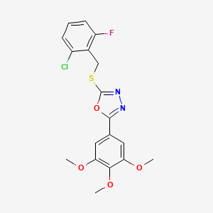 molecular formula C18H16ClFN2O4S B3458908 2-[(2-chloro-6-fluorobenzyl)thio]-5-(3,4,5-trimethoxyphenyl)-1,3,4-oxadiazole 