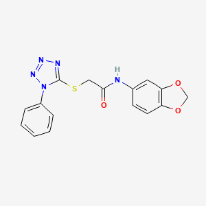 molecular formula C16H13N5O3S B3458926 N-1,3-benzodioxol-5-yl-2-[(1-phenyl-1H-tetrazol-5-yl)thio]acetamide 