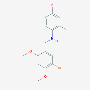 molecular formula C16H17BrFNO2 B3459103 (5-bromo-2,4-dimethoxybenzyl)(4-fluoro-2-methylphenyl)amine 
