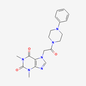 molecular formula C19H22N6O3 B3459288 1,3-dimethyl-7-[2-oxo-2-(4-phenyl-1-piperazinyl)ethyl]-3,7-dihydro-1H-purine-2,6-dione 