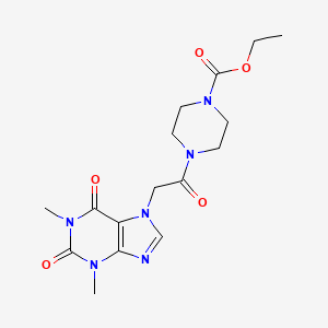 molecular formula C16H22N6O5 B3459296 ethyl 4-[(1,3-dimethyl-2,6-dioxo-1,2,3,6-tetrahydro-7H-purin-7-yl)acetyl]-1-piperazinecarboxylate 