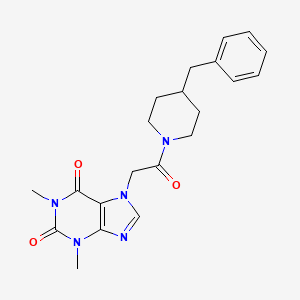 molecular formula C21H25N5O3 B3459320 7-[2-(4-benzyl-1-piperidinyl)-2-oxoethyl]-1,3-dimethyl-3,7-dihydro-1H-purine-2,6-dione 