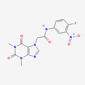 molecular formula C15H13FN6O5 B3459343 2-(1,3-dimethyl-2,6-dioxo-1,2,3,6-tetrahydro-7H-purin-7-yl)-N-(4-fluoro-3-nitrophenyl)acetamide 