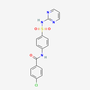molecular formula C17H13ClN4O3S B3459432 4-chloro-N-{4-[(2-pyrimidinylamino)sulfonyl]phenyl}benzamide 