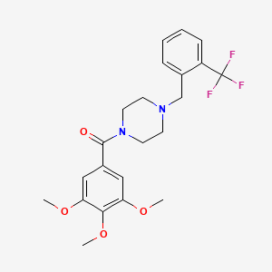 molecular formula C22H25F3N2O4 B3459495 1-[2-(trifluoromethyl)benzyl]-4-(3,4,5-trimethoxybenzoyl)piperazine 