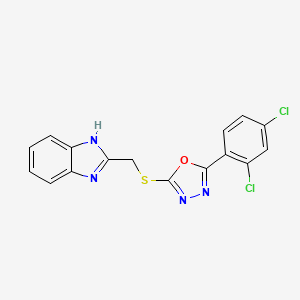 molecular formula C16H10Cl2N4OS B3459544 2-({[5-(2,4-dichlorophenyl)-1,3,4-oxadiazol-2-yl]thio}methyl)-1H-benzimidazole 