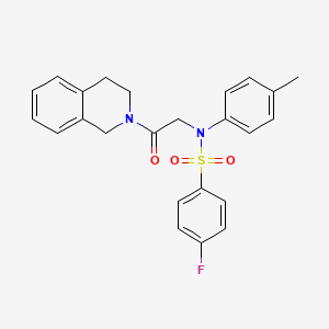molecular formula C24H23FN2O3S B3459613 N-[2-(3,4-dihydro-2(1H)-isoquinolinyl)-2-oxoethyl]-4-fluoro-N-(4-methylphenyl)benzenesulfonamide 