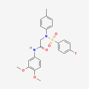 molecular formula C23H23FN2O5S B3459624 N~1~-(3,4-dimethoxyphenyl)-N~2~-[(4-fluorophenyl)sulfonyl]-N~2~-(4-methylphenyl)glycinamide 